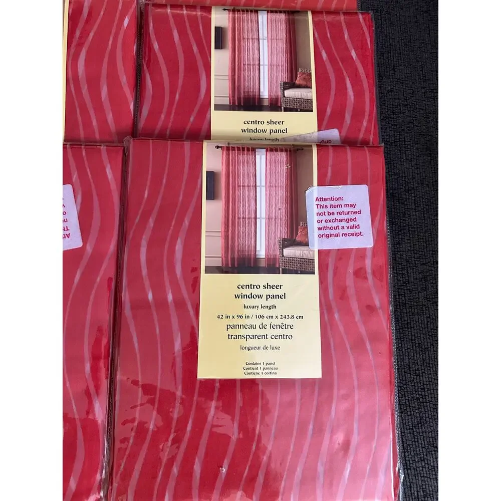 Pier1 Imports Set of 6 Centro Sheer Window Curtain Panels Red Luxury Length NEW